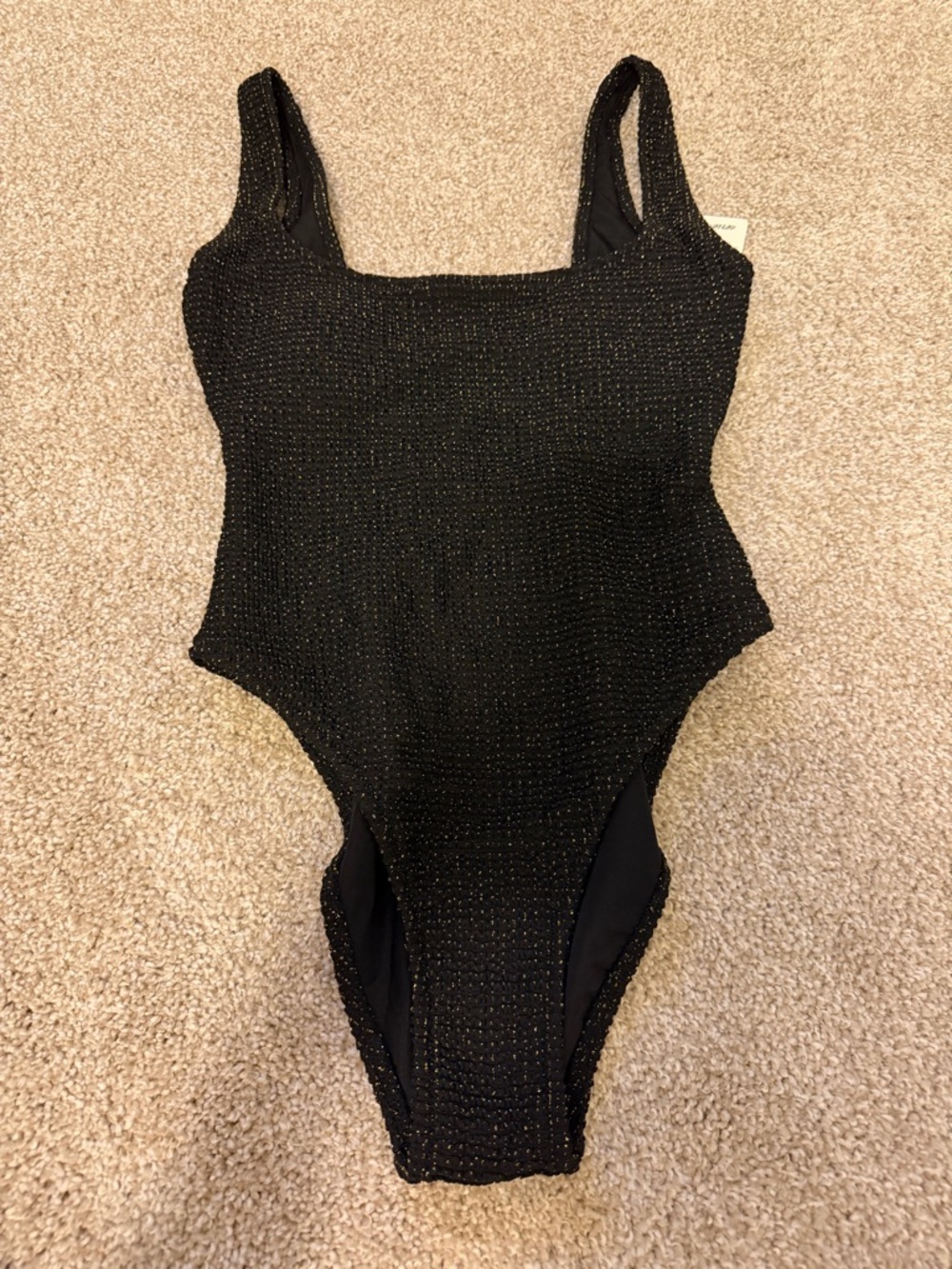 AERIE By American Eagle Swimsuit One Piece Size XS NWT BLACK Gold Sparkle
